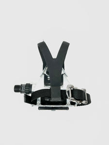 Wellgo LU-961- Road Bike Pedals + Toe Clips & Straps