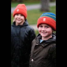 Load image into Gallery viewer, Sealskinz Apton Kid's Waterproof Cold Weather Striped Roll Cuff Beanie | High on Bikes