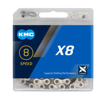 Load image into Gallery viewer, KMC X8 Chain 114 Link - 8 Speed - Silver / Grey