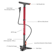 Load image into Gallery viewer, Beto Surge Tubeless Track Pump + Gauge - CFL-003AGD