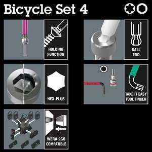 Wera Tools Bicycle Set 4 Colour Coded Hex & Torx L-Keys Set 9pcs