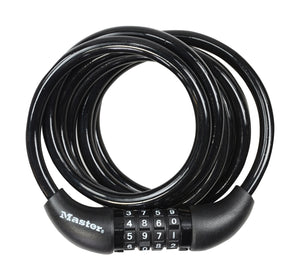 Master Lock Coiled Steel Cable Lock - Combination - 1200 x 8mm - 8221
